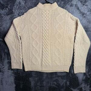 Vintage Herman Phillips Cable Knit Fisherman Long Sleeve Large Cream Sweater